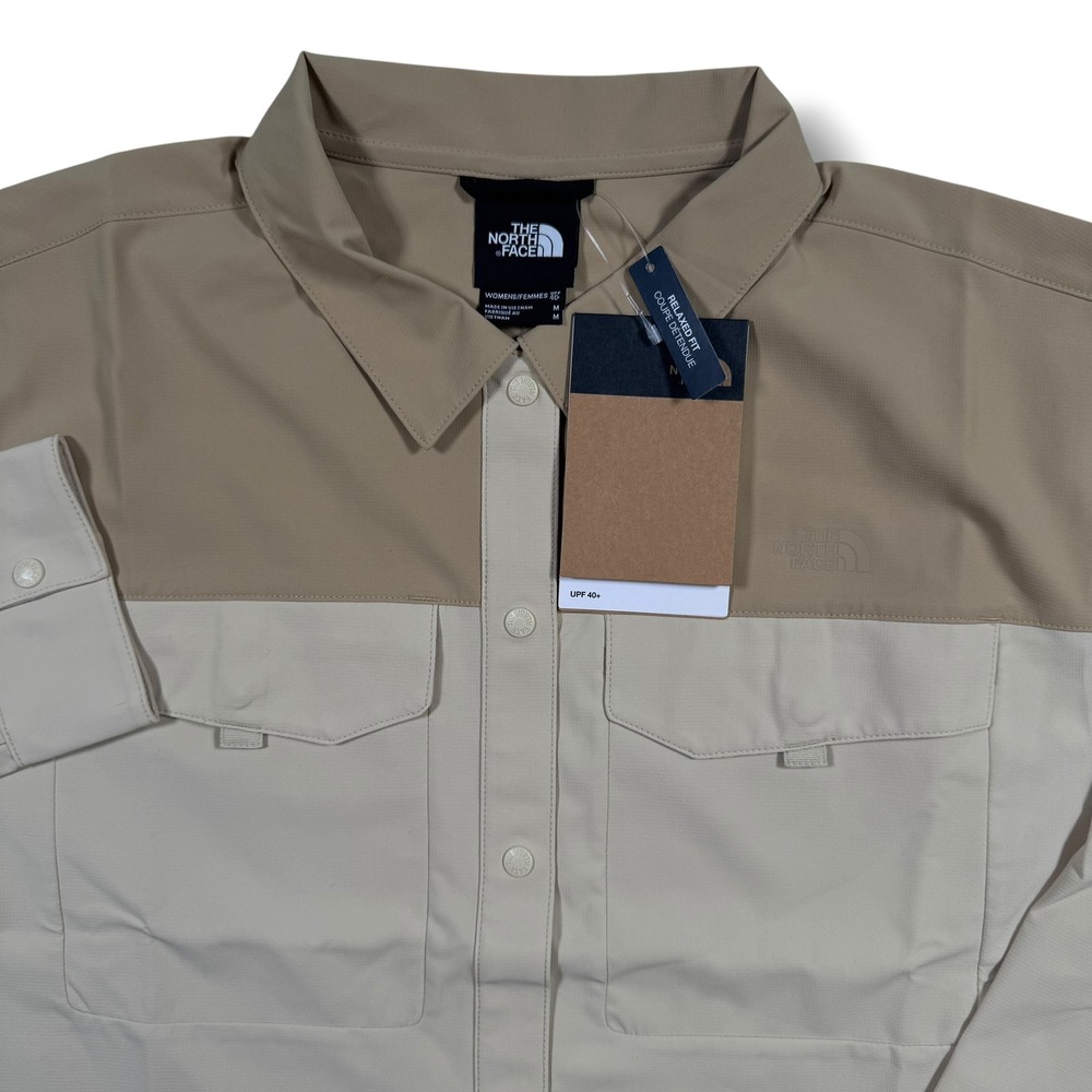 The North Face First Trail Long Sleeve Shirt UPF 40+ Womens Medium Tan Two-Tone